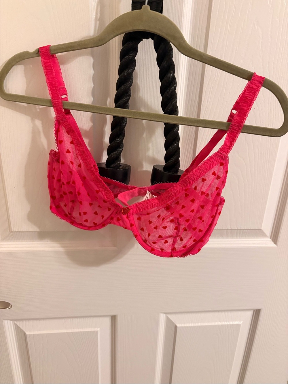 Victoria's Secret Hot Pink Heart Mesh Underwire Bra